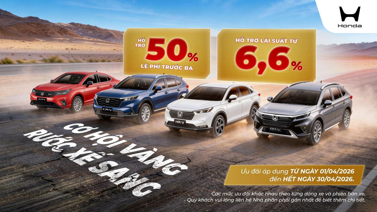 Honda ưu đãi tháng 4/2026: Giảm phí, lãi suất hấp dẫn